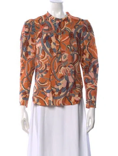 Pre-owned A.l.c Patterned Long Sleeve Top In Orange