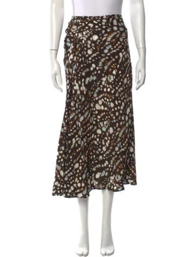 Pre-owned A.l.c Patterned Midi Length Skirt W/ Tags In Brown