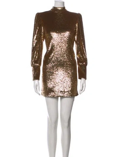 Pre-owned A.l.c Patterned Mini Dress In Gold