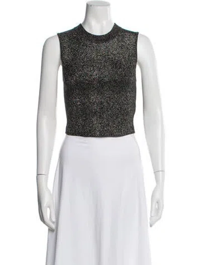 Pre-owned A.l.c Patterned Mock Neck Crop Top In Multi