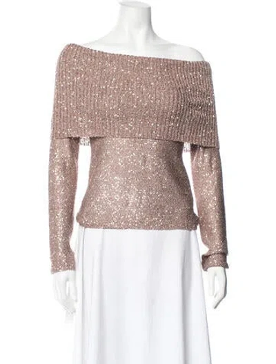 Pre-owned A.l.c Patterned Off-the-shoulder Sweater In Pink