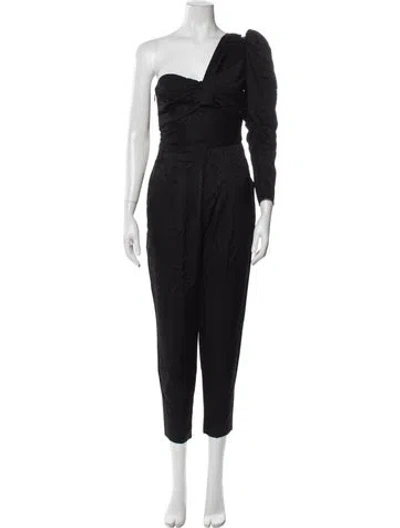 Pre-owned A.l.c Patterned One-shoulder Jumpsuit In Black