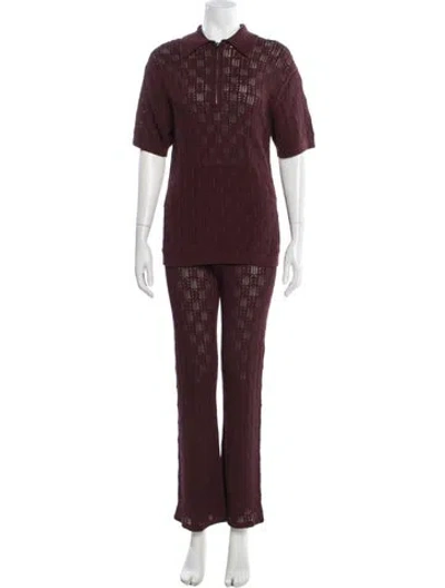Pre-owned A.l.c Patterned Pant Set In Burgundy