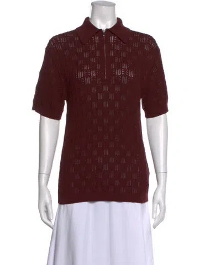 Pre-owned A.l.c Patterned Short Sleeve Polo W/ Tags In Burgundy