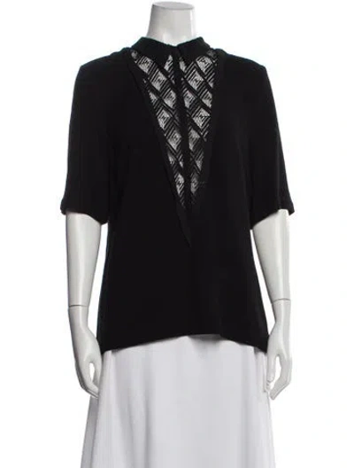 Pre-owned A.l.c Patterned Short Sleeve Top In Black