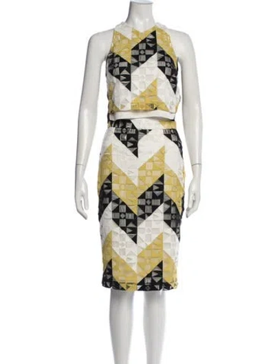 Pre-owned A.l.c Patterned Skirt Set In Yellow