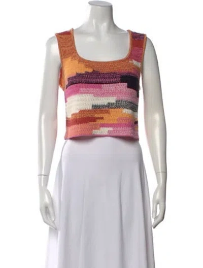 Pre-owned A.l.c Patterned Square Neckline Crop Top In Multi