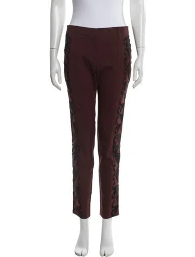 Pre-owned A.l.c Patterned Straight Leg Pants In Burgundy