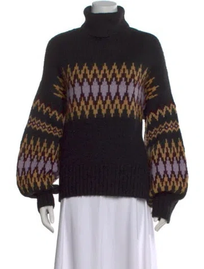 Pre-owned A.l.c Patterned Turtleneck Sweater In Black