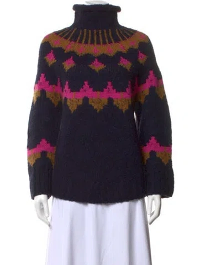 Pre-owned A.l.c Patterned Turtleneck Sweater In Blue
