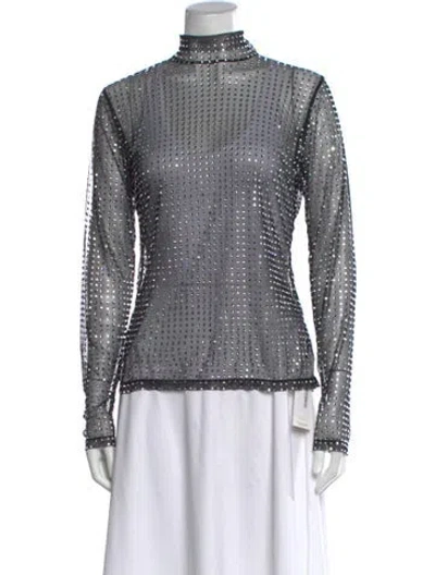Pre-owned A.l.c Patterned Turtleneck Top In Black