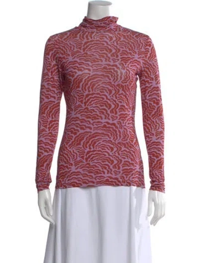 Pre-owned A.l.c Patterned Turtleneck Top In Red