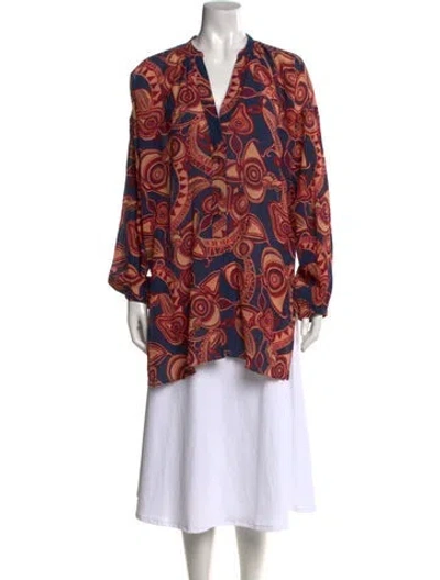 Pre-owned A.l.c Patterned V-neck Top In Brown
