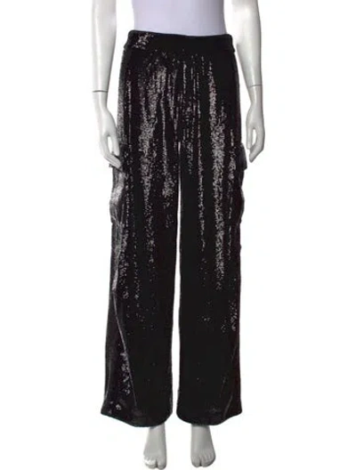 Pre-owned A.l.c Patterned Wide Leg Pants In Black