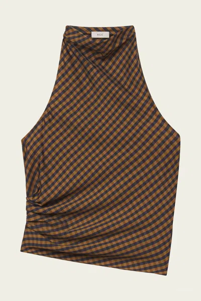 A.l.c Penelope Check Top In Pecan Navy
