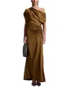 A.l.c . Penny Ruched One-shoulder Satin Gown In Brown