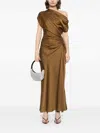 A.l.c . Penny Ruched One-shoulder Satin Gown In Brown