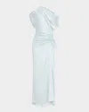 A.l.c Penny One-shoulder Ruched Satin Gown In Cascade