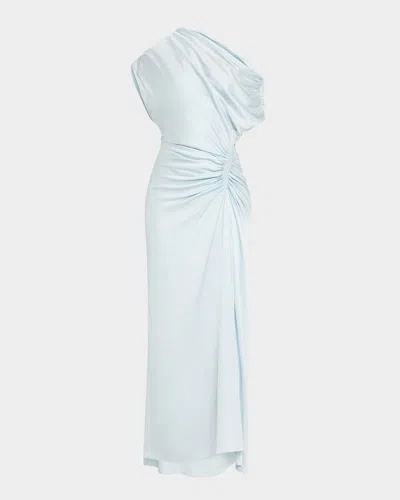 A.l.c Penny One-shoulder Ruched Satin Gown In Cascade