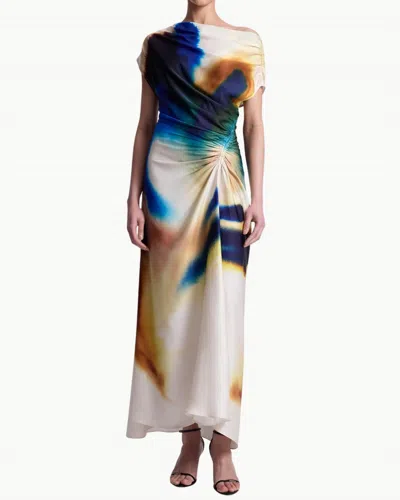 A.l.c Penny Satin Midi Dress In Lapis Multi