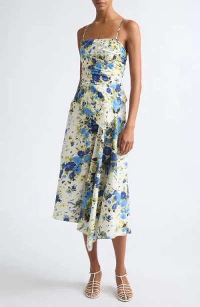 A.l.c . Peyton Ruched Floral Print Sleeveless Maxi Dress In Multi