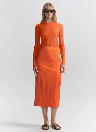 A.l.c Phoebe Satin Midi Skirt In Orange