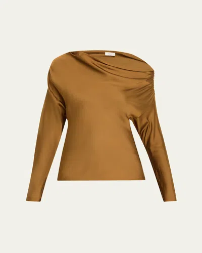A.L.C PIPER DRAPED SATIN ONE-SHOULDER TOP