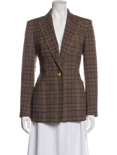 Pre-owned A.l.c Plaid Print Blazer In Brown