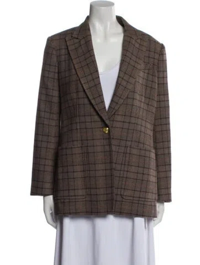 Pre-owned A.l.c Plaid Print Blazer In Brown