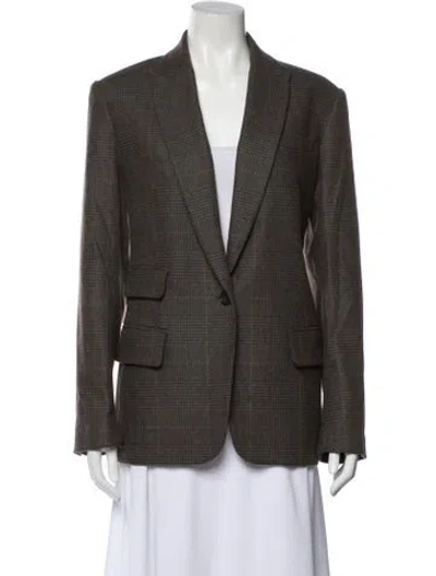 Pre-owned A.l.c Plaid Print Blazer In Brown