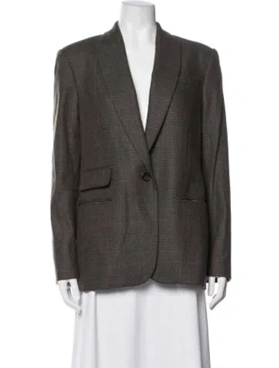 Pre-owned A.l.c Plaid Print Blazer In Brown