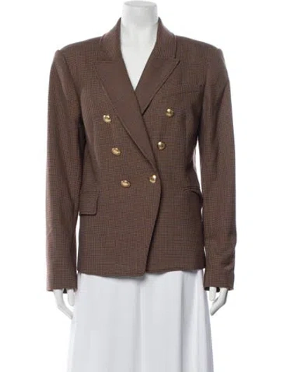 Pre-owned A.l.c Plaid Print Blazer In Brown