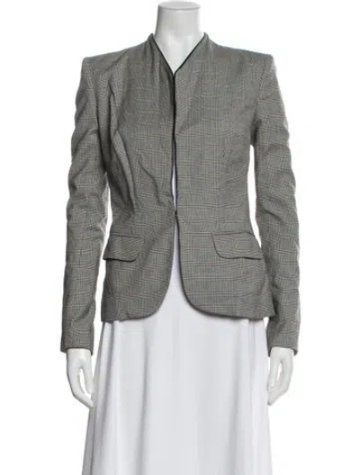 Pre-owned A.l.c Plaid Print Blazer In Gray