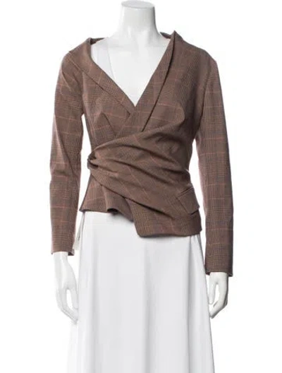 Pre-owned A.l.c Plaid Print Blazer In Neutral
