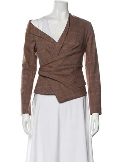 Pre-owned A.l.c Plaid Print Blazer W/ Tags In Brown