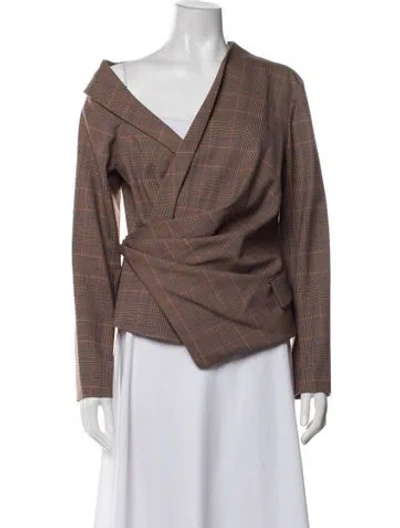 Pre-owned A.l.c Plaid Print Blazer W/ Tags In Brown