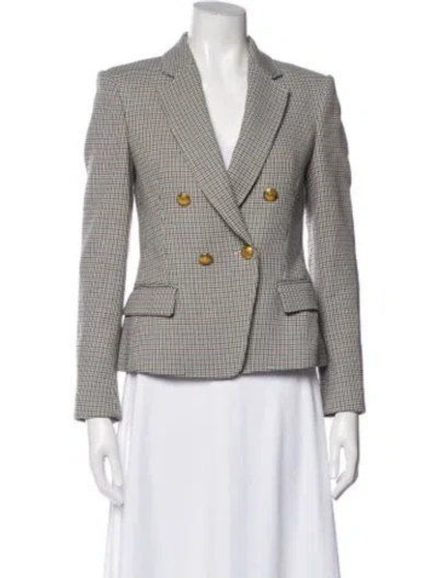 Pre-owned A.l.c Plaid Print Blazer In White
