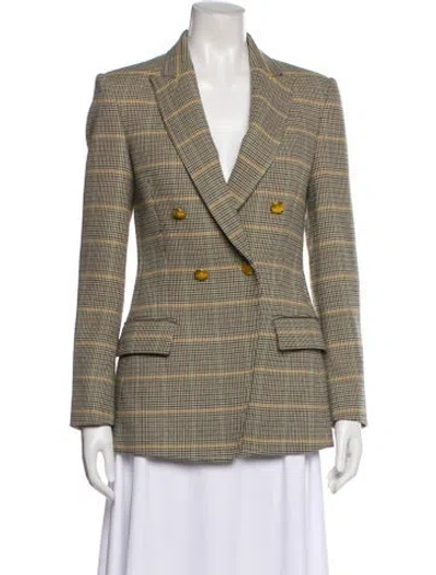 Pre-owned A.l.c Plaid Print Blazer In Yellow
