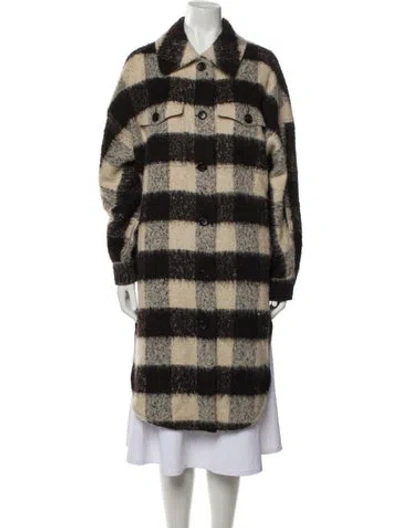 Pre-owned A.l.c Plaid Print Coat In Brown