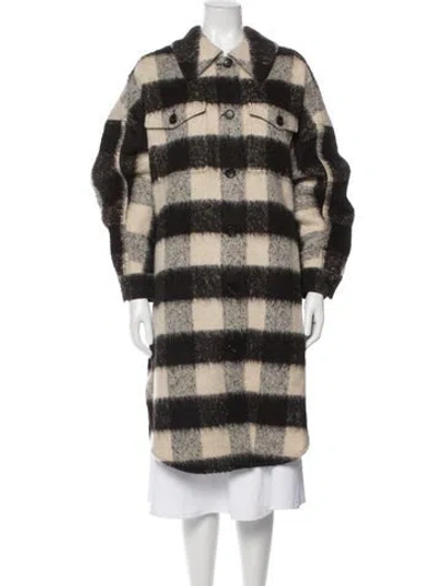 Pre-owned A.l.c Plaid Print Coat In Brown