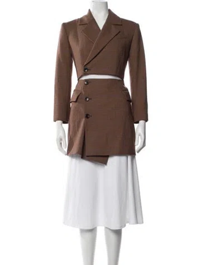 Pre-owned A.l.c Plaid Print Evening Jacket In Brown