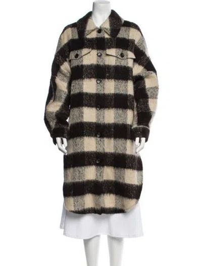 Pre-owned A.l.c Plaid Print Faux Fur Coat In Brown