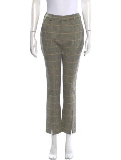 Pre-owned A.l.c Plaid Print Flared Pants W/ Tags In Neutrals