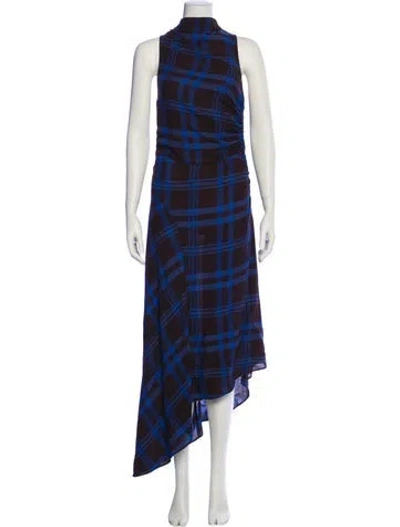 Pre-owned A.l.c Plaid Print Long Dress In Blue
