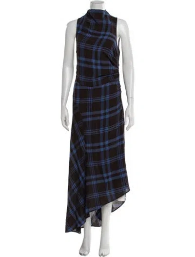 Pre-owned A.l.c Plaid Print Long Dress In Blue