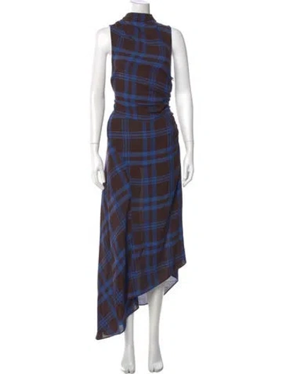 Pre-owned A.l.c Plaid Print Long Dress W/ Tags In Brown