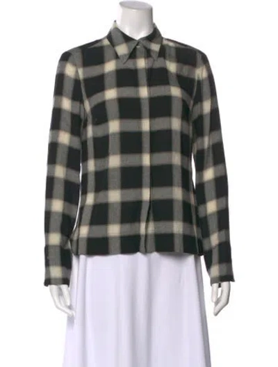 Pre-owned A.l.c Plaid Print Long Sleeve Button-up Top In Multi