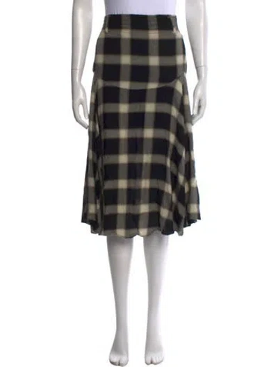Pre-owned A.l.c Plaid Print Midi Length Skirt In Black