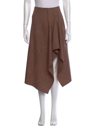Pre-owned A.l.c Plaid Print Midi Length Skirt In Neutral