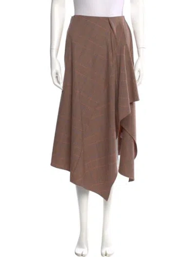 Pre-owned A.l.c Plaid Print Midi Length Skirt W/ Tags In Neutral